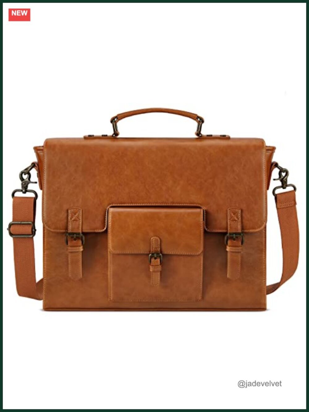 Vintage Leather Laptop Messenger Bag for Men 15.6 inch Waterproof